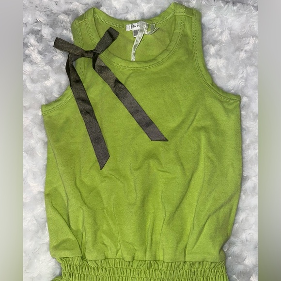 Microbe Italian Brand Girls Sleeveless Ruched Waist Green Sequin Dress - Picture 8 of 9